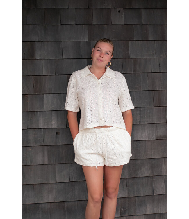 Madrid Knit Eyelet Button Up