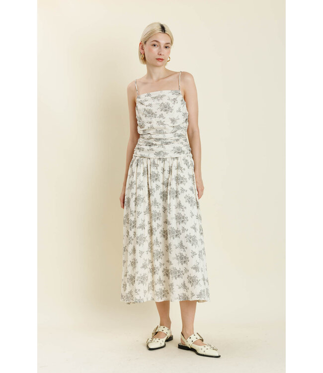 Jane Shirred Floral Midi Dress