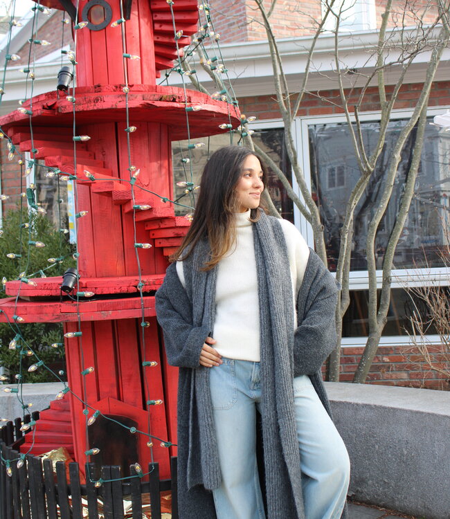 Wool Blend Rib Knit Scarf