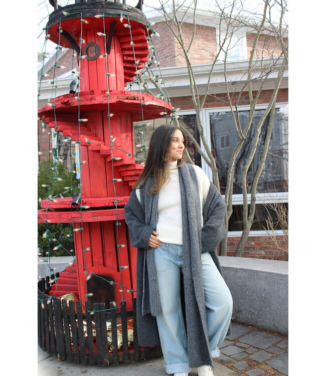 Wool Blend Rib Knit Scarf