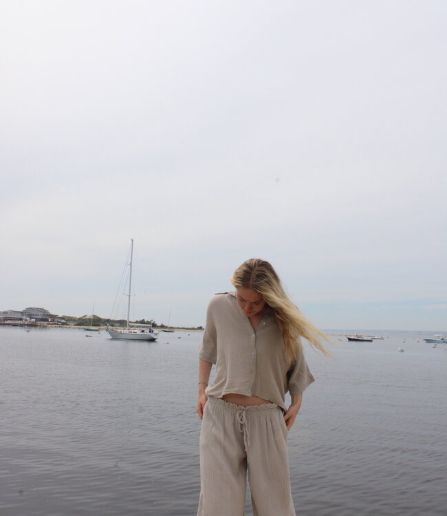 Mariella Short Sleeve Gauze Button Down