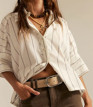 Free People Seaside Cotton Stripe Shirt