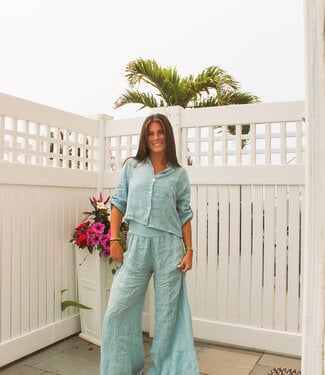 Milio Milano Linen Button Up Top
