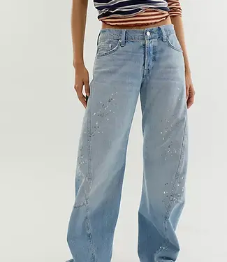 Free People Fable Low-Rise Twisted Bowed Jeans