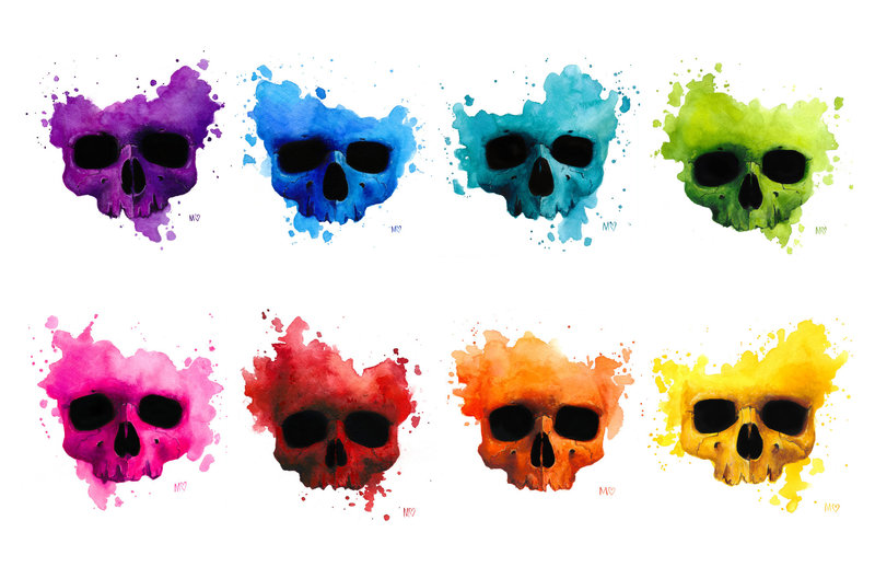Mallory Hart Rainbow Skull Print Series