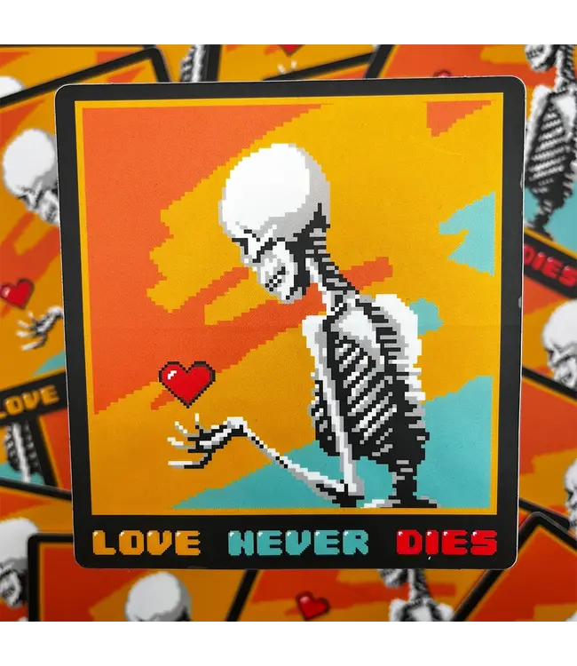Abstract Pixel Love Never Dies Sticker