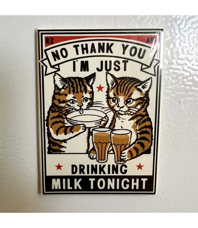 Drinking Milk Cat Magnet