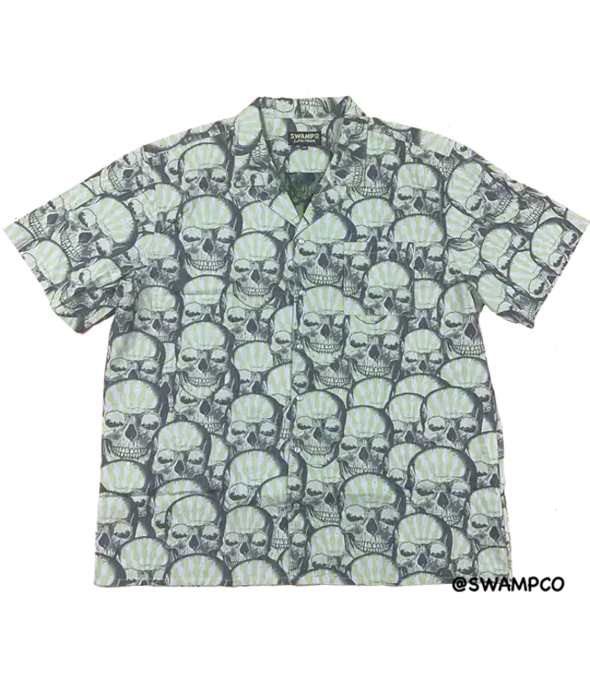 Swamp Co Faded Green Skull Button Ups