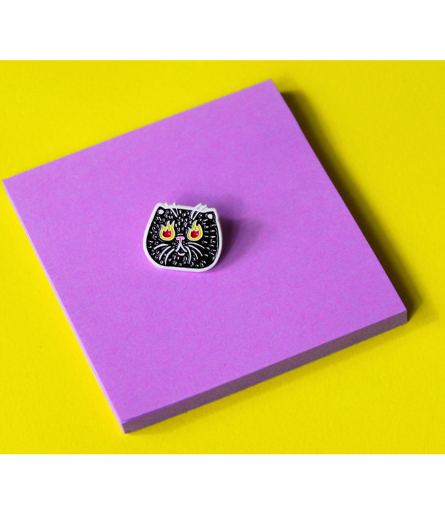 Waffle Cone Club Flame Eyes Black Cat (mirco soft enamel pin)