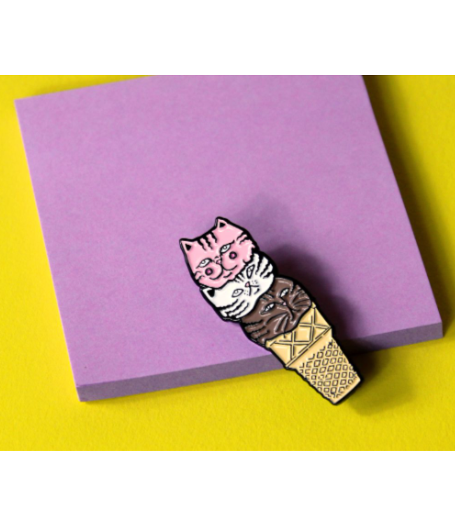 Waffle Cone Club Three Scoops Cat Cone (mirco soft enamel pin)