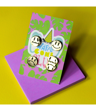 Waffle Cone Club Feeling Faces Quad Set (mirco hard enamel pin)
