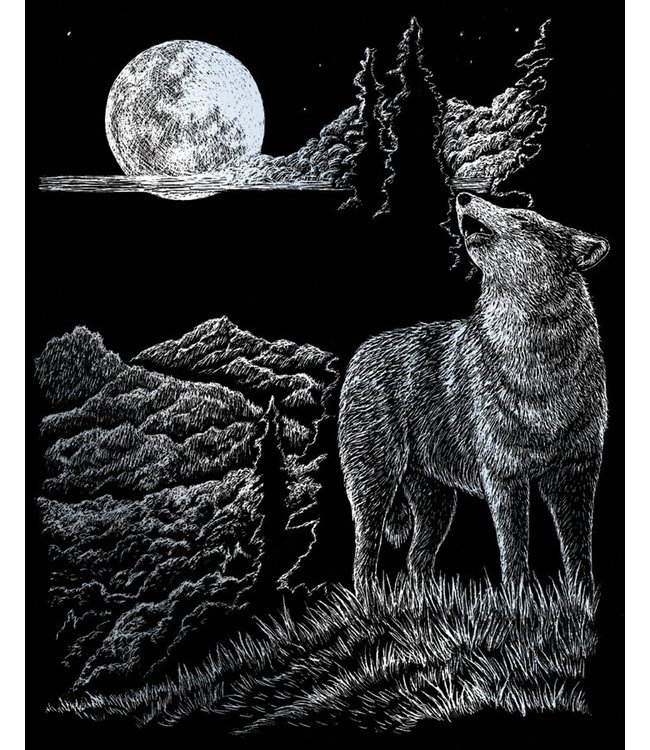Engraving Art-Wolfe Moon