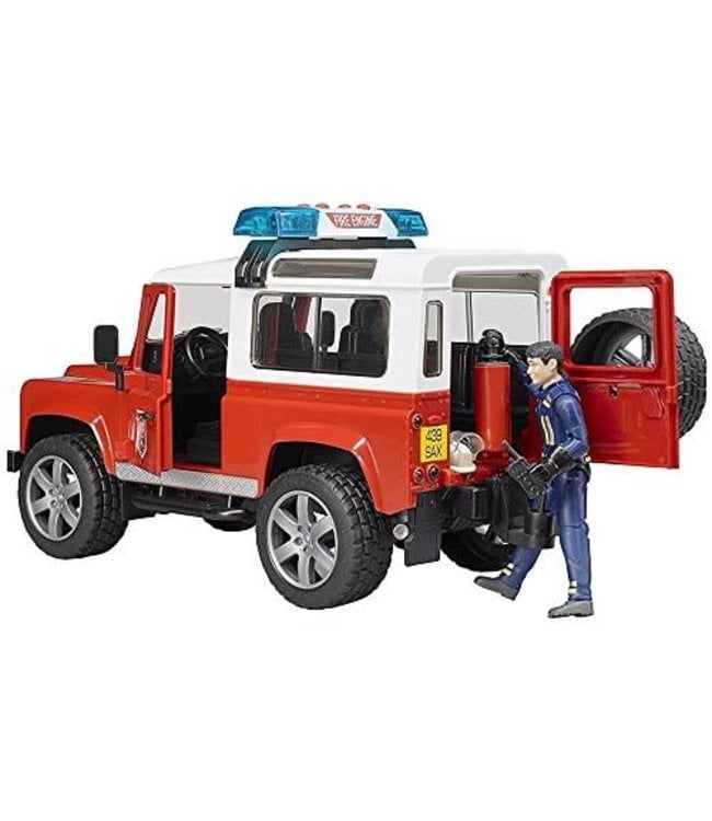 Bruder Land Rover Fire Department vehicle with fireman