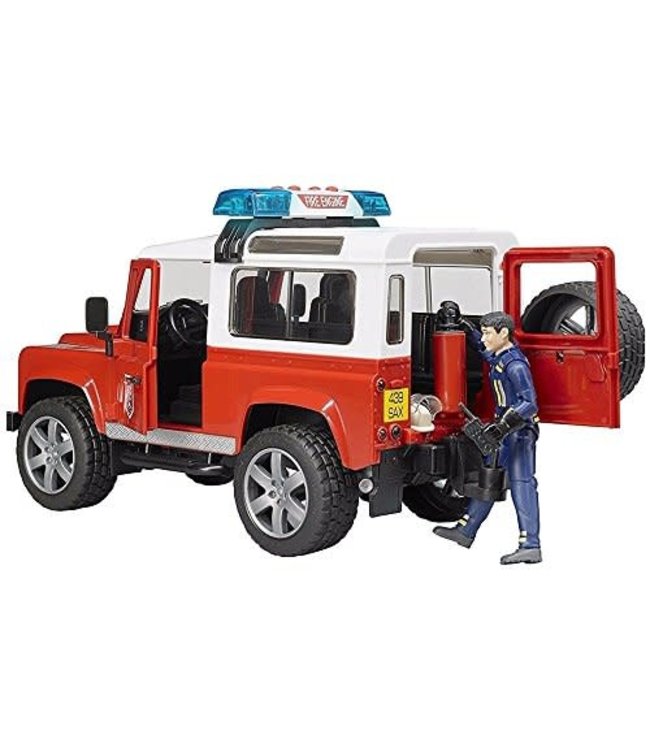 Land Rover Fire Department vehicle with fireman