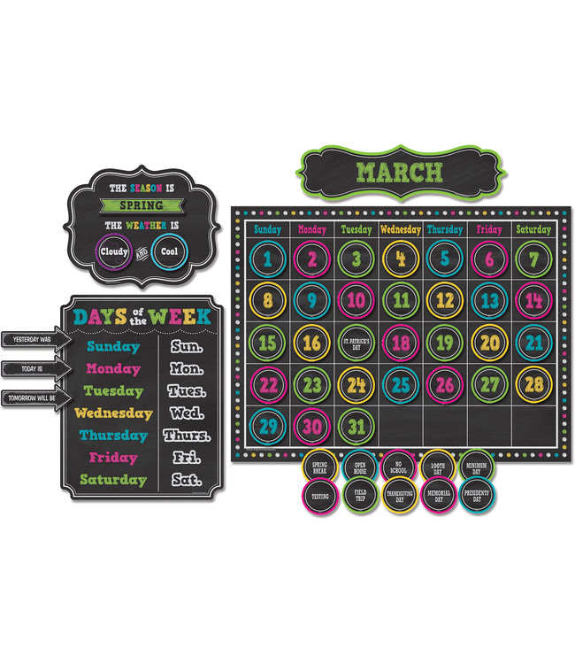 Chalkboard Brights Calendar Bulletin Board