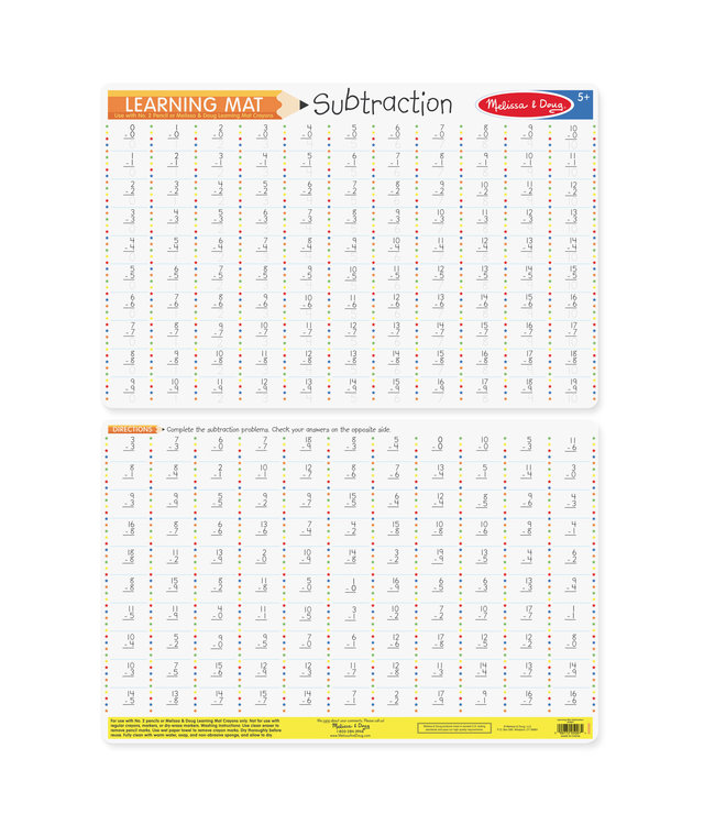 Subtraction Problems Write-A-Mat