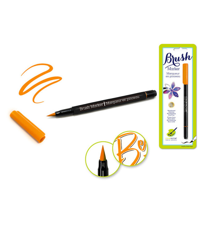 Long-Tip Brush Marker I) Orange