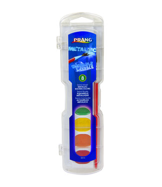 PRANG Oval Pan Watercolors - Washable - Metallic - 8 Color w/Brush