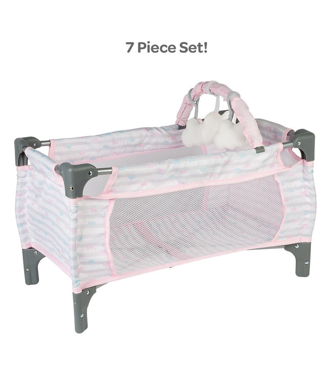 black and pink pack n play