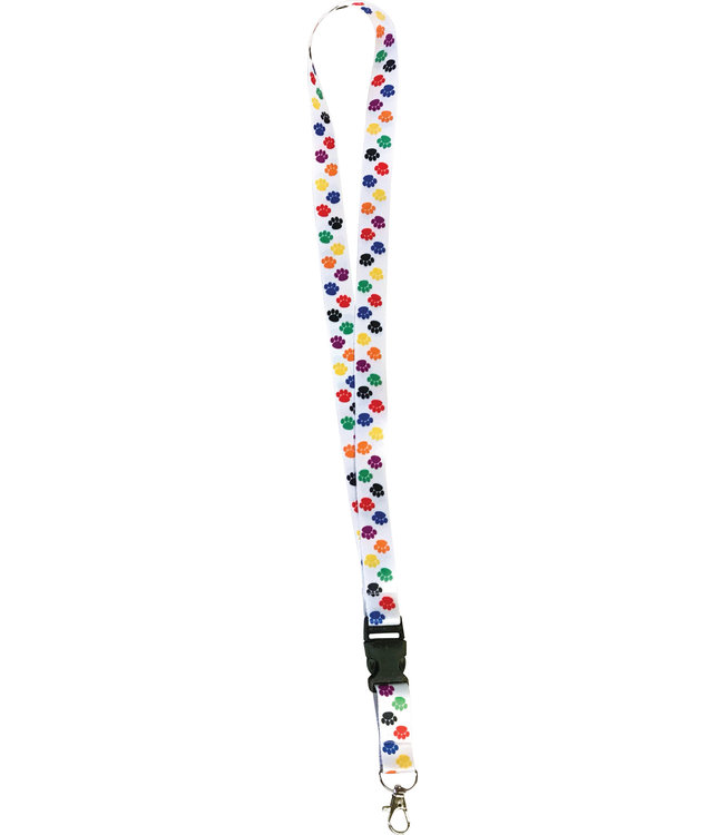 Colorful Paw Prints Lanyard