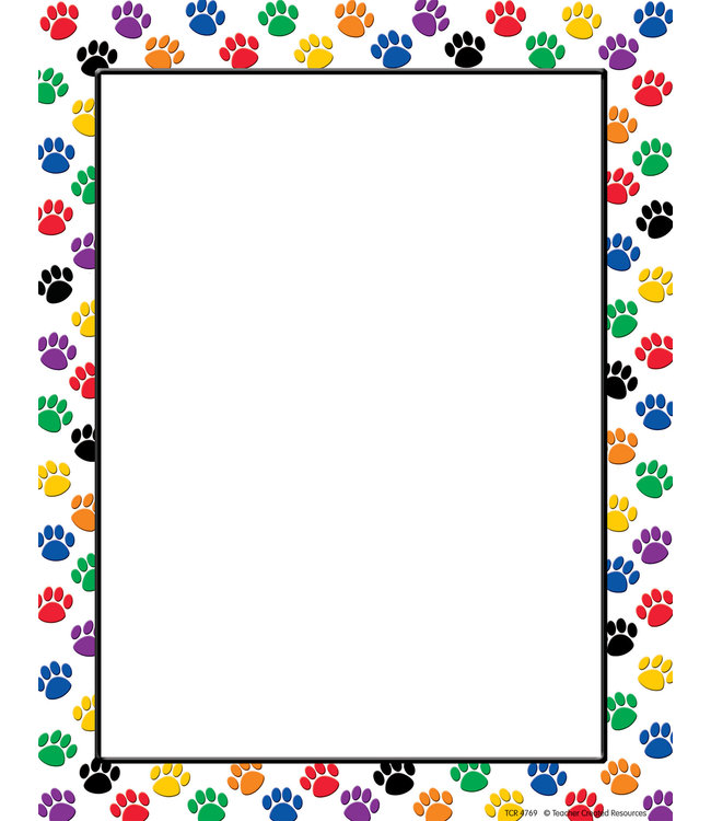 Colorful Paw Prints Computer Paper