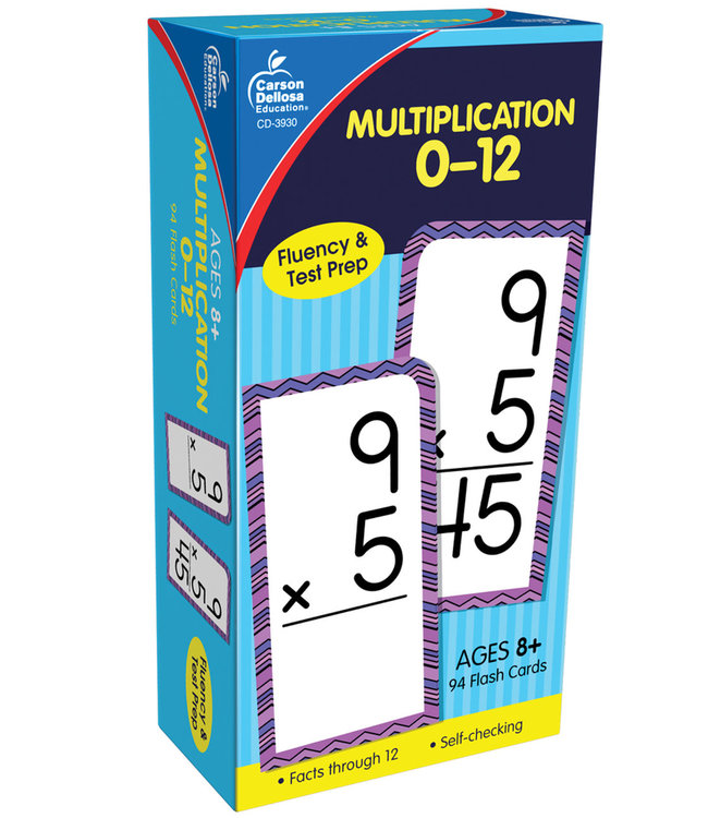 Multiplication 0-12 Flash Cards, Ages 8+