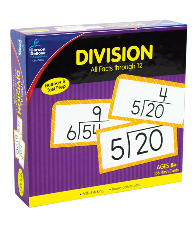 Division All Facts Through 12 Flash Cards