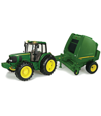 Tomy M4 1:16 Big Farm John Deere Tractor And Baler Set