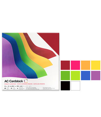 AC Cardstock Scrapbook Cardstock: 12"x12" 80lb (216gsm) Smooth 60Sht A) Primary Medley 344850