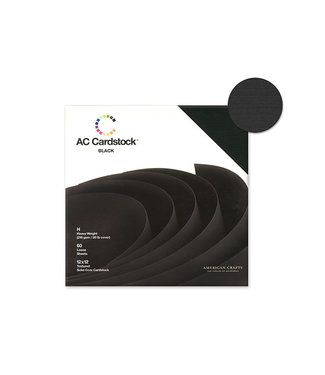 AC Cardstock Scrapbook Cardstock: 12"x12" 80lb (216gsm) Textured 60Sht B) Black Solid