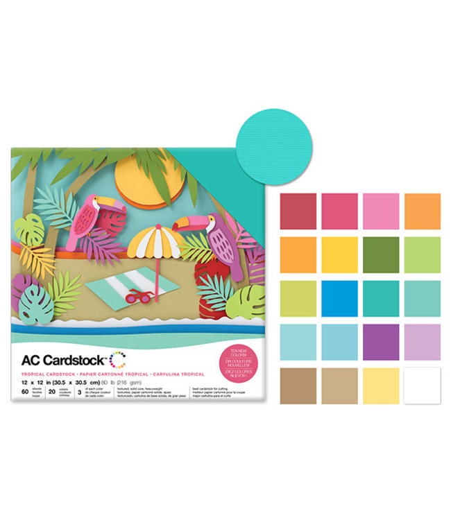 Scrapbook Cardstock: 12"x12"  Textured- Tropicals