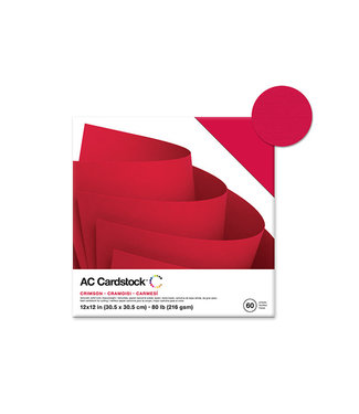 AC Cardstock Scrapbook Cardstock: 12"x12"  Textured- Crimson Red Solid