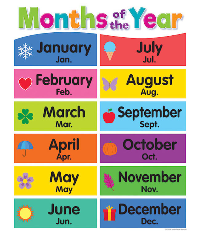 Colorful Months of the Year Chart