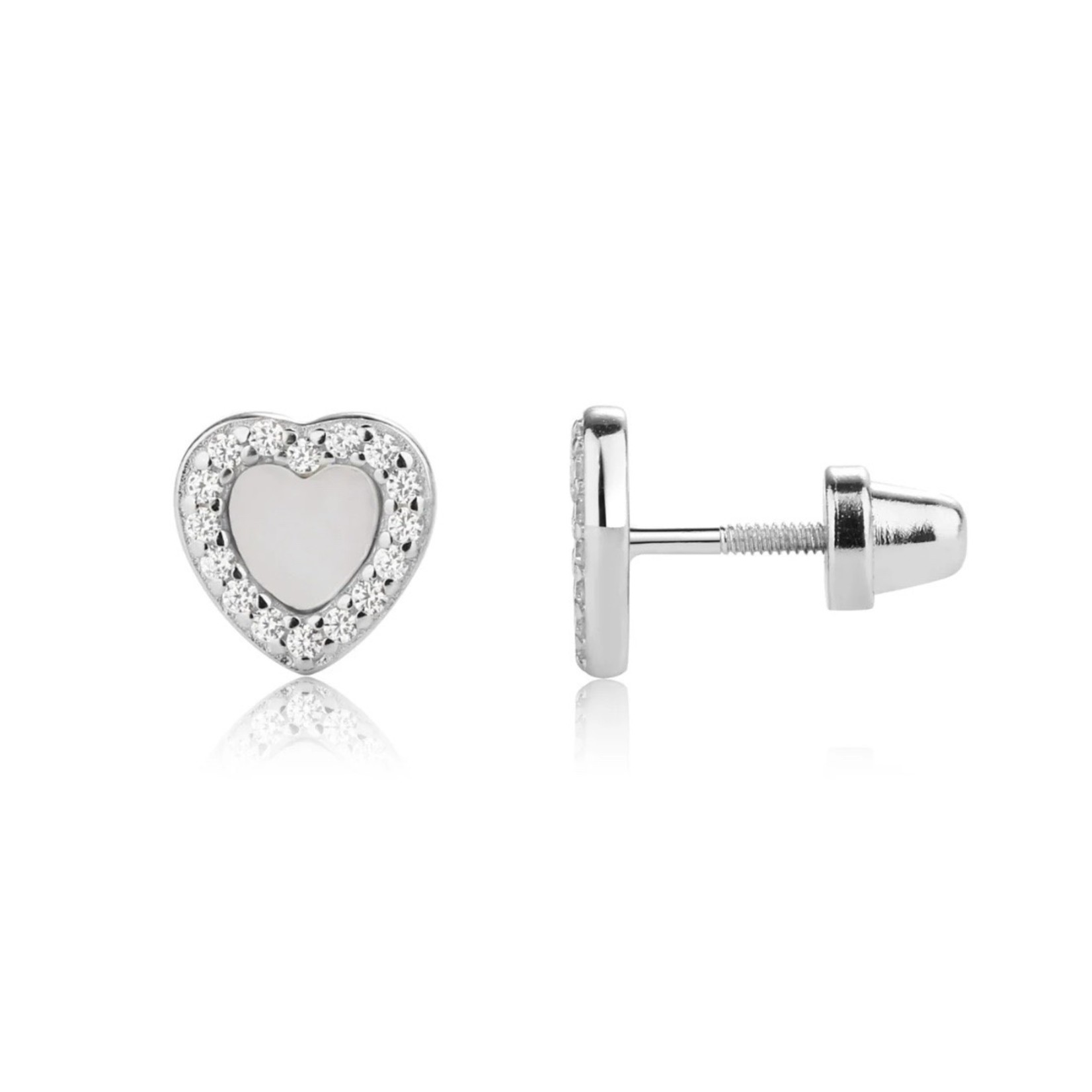 Cherished Moments Sterling Silver Mother of Pearl Heart Earrings