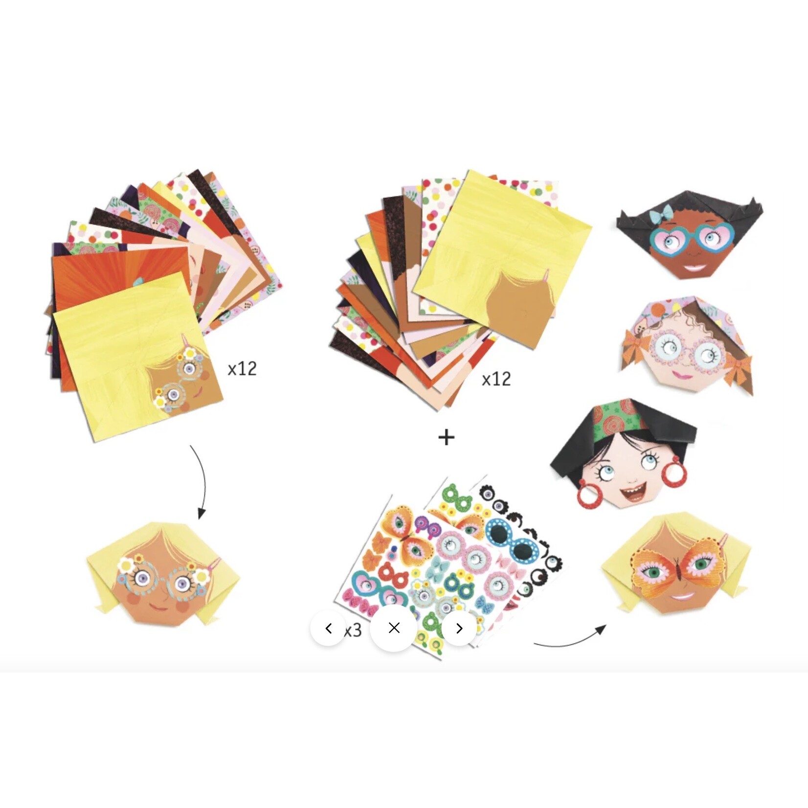 Djeco Pretty Faces Origami Paper Craft Kit