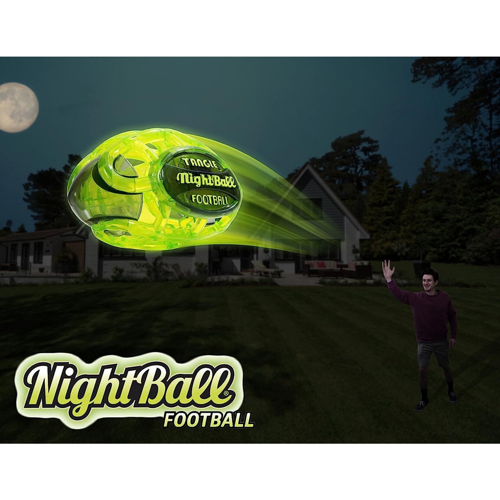 Tangle Creations Tangle NightBall Football - Large (Green body/Blue tips)