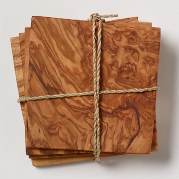 Olive Wood Coasters, set of 4
