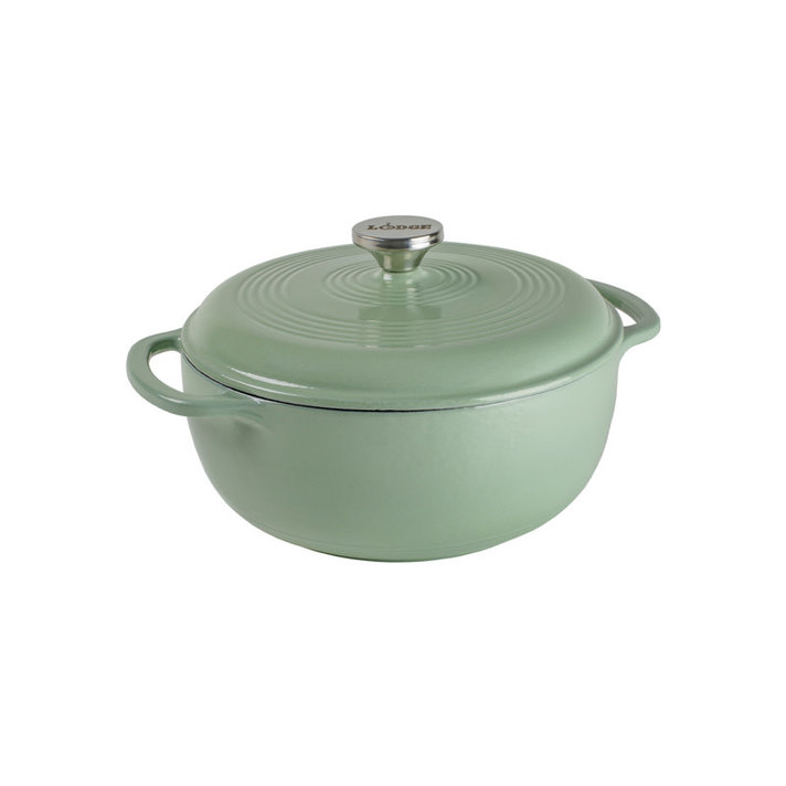 Lodge EC3CC13 3.6 Qt. Oyster White Porcelain Enameled Cast Iron Round  Casserole with Cover - Culinary Depot
