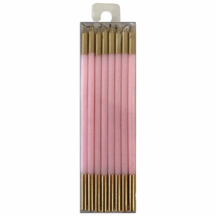 Petal Pink & Gold Birthday Candles, set of 16
