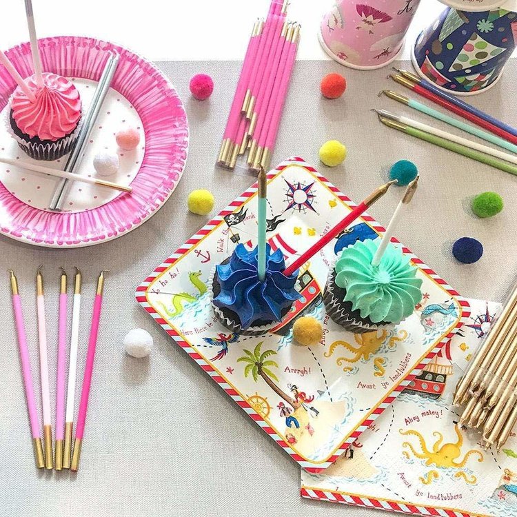 Petal Pink & Gold Birthday Candles, set of 16