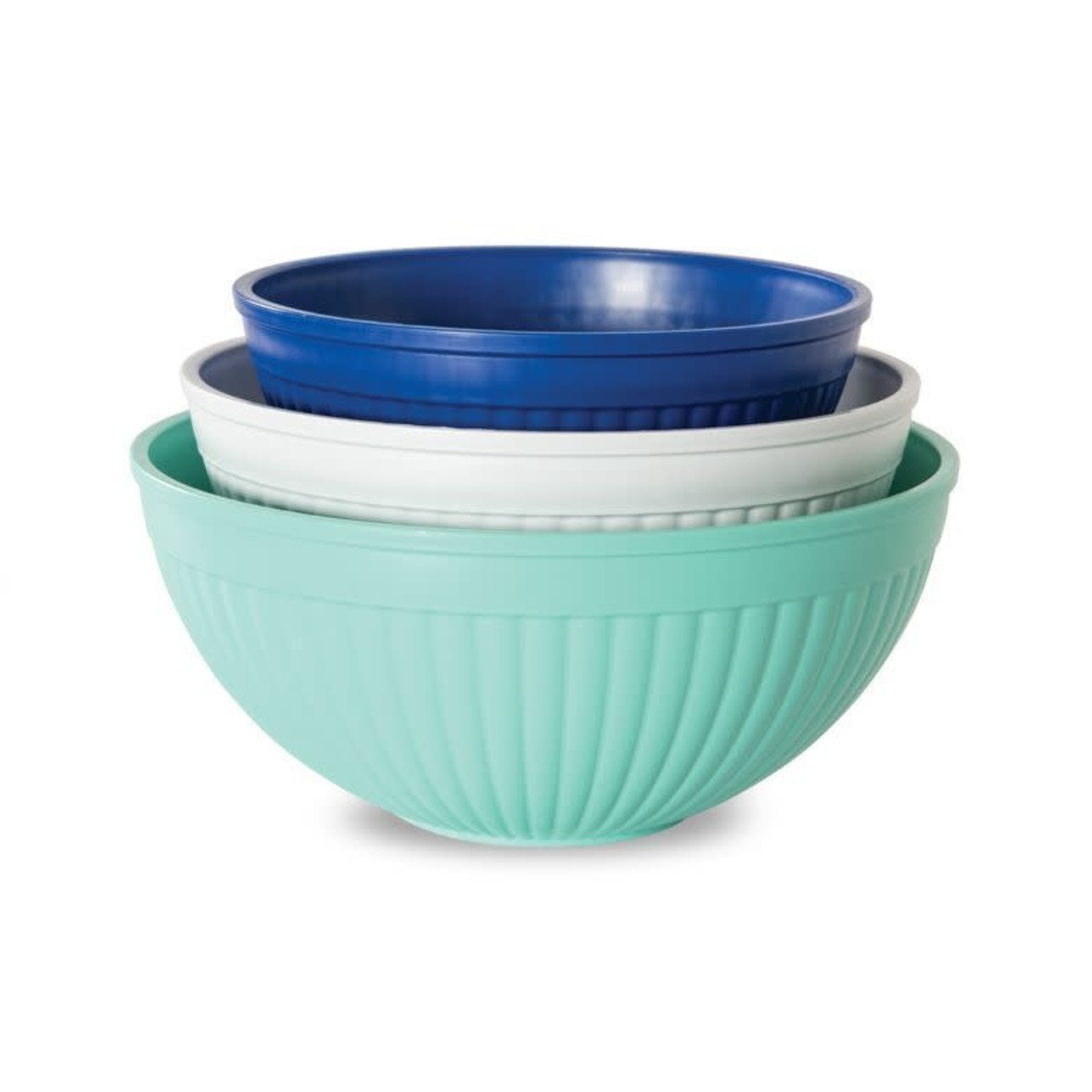 blue ceramic mixing bowl set