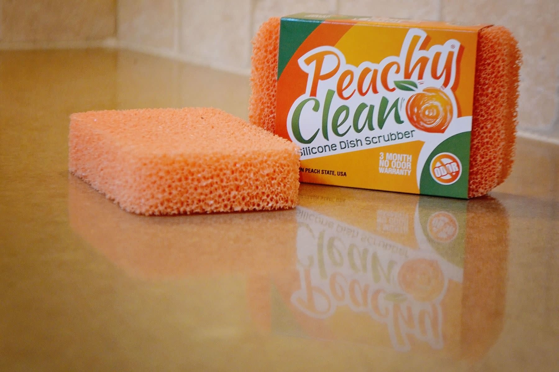 Grand Fusion Peachy Clean Sponges, Kitchen Cleaning Supplies with Fresh Peachy Scent, Dish Scrubber 2 Pack