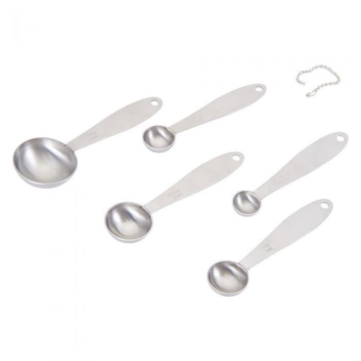 BASIC INGREDIENTS BY AMCO Set of 4 Measuring Spoons Stainless Steel #528  Keyring $15.00 - PicClick