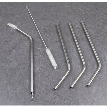 Wholesale DD1854 Engaging Curved Metal Anti Age Lip Straws 4 Pack Flute  Reusable Stainless Steel Anti Wrinkle Drinking Straw From m.