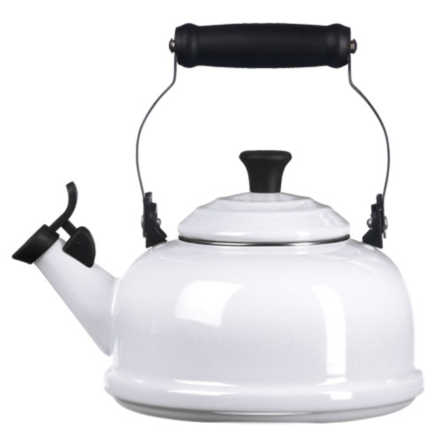 white and black tea kettle