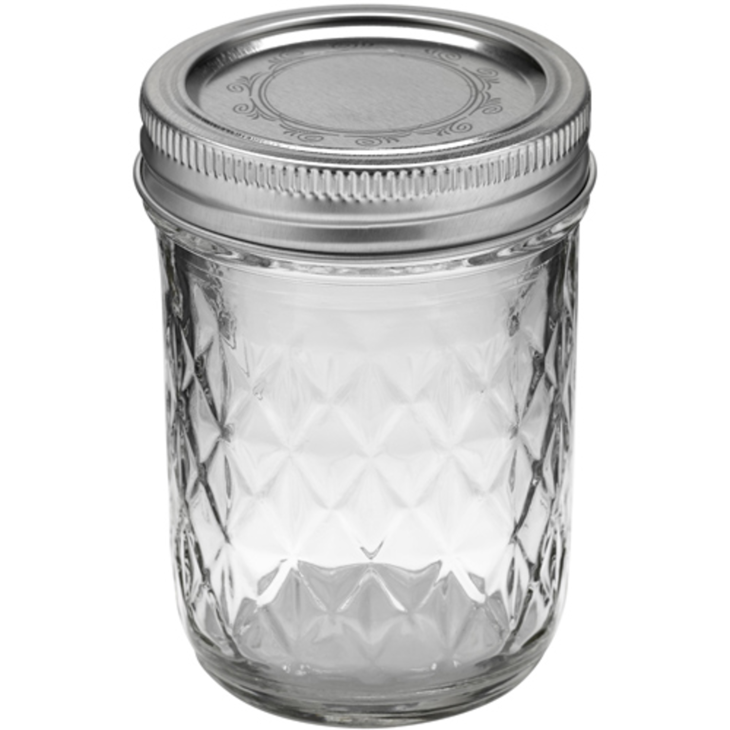 Choice 8 oz. Half-Pint Regular Mouth Glass Canning / Mason Jar with Silver  Metal Lid and