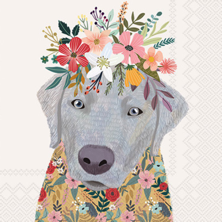 Floral Dog Cocktail Napkins, set of 20