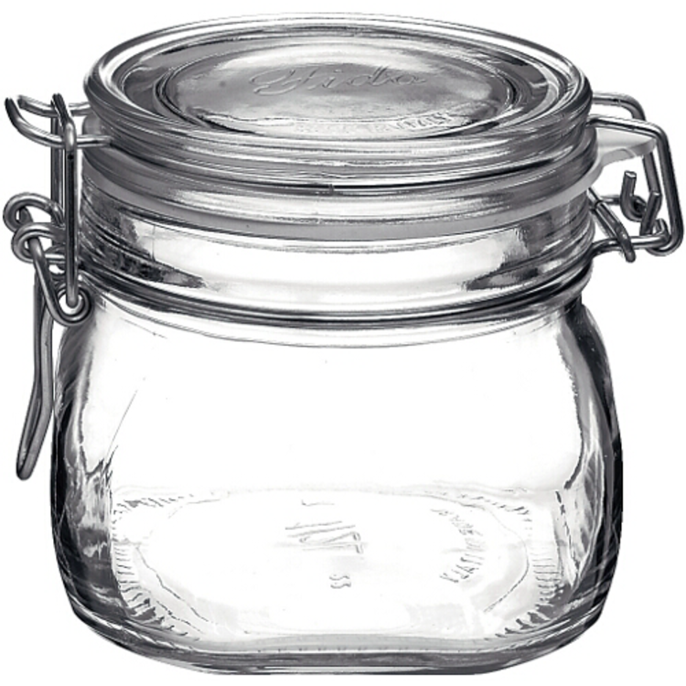 Bormioli 17 oz Glass Fido Storage Jar Whisk