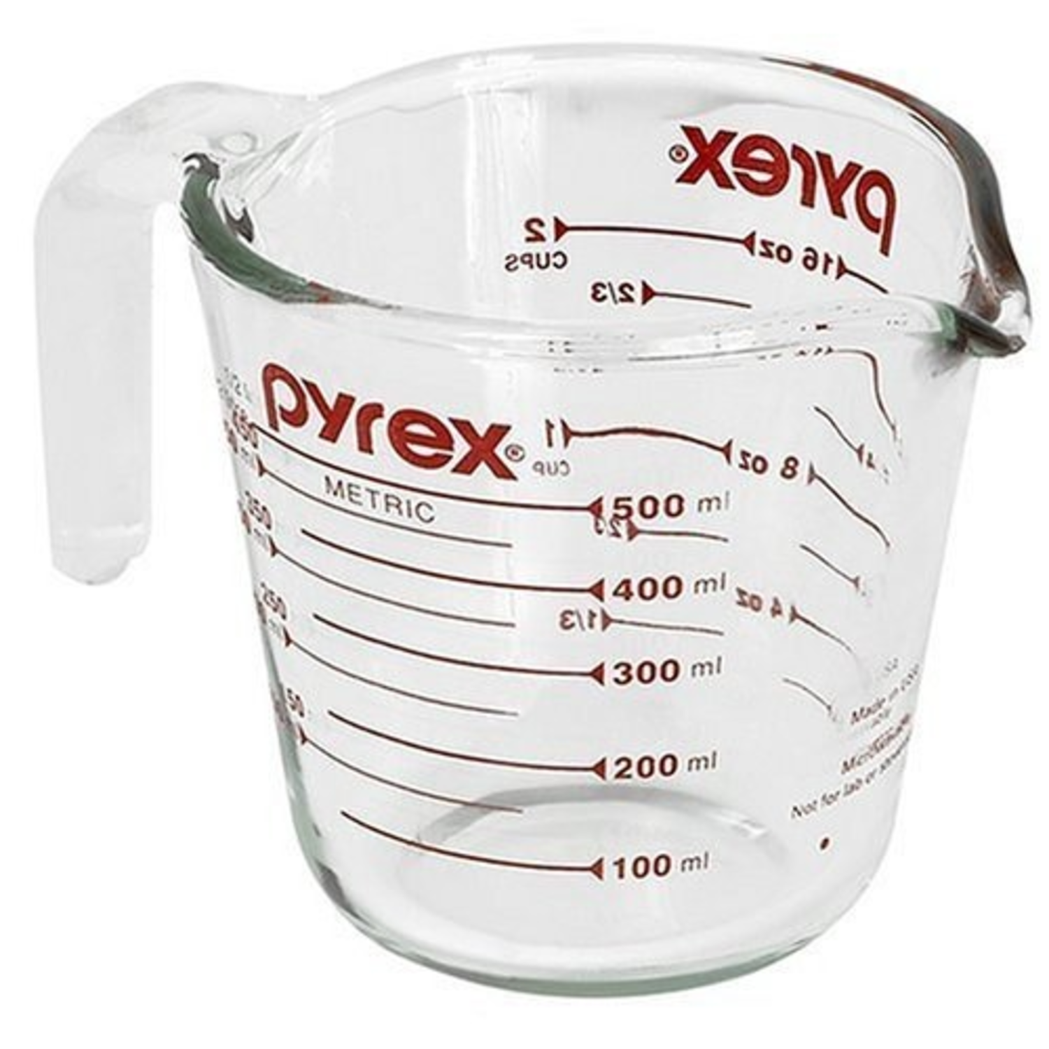 Pyrex Glass Measuring Cup Open Handle 2 Cups/500 ml Made in USA