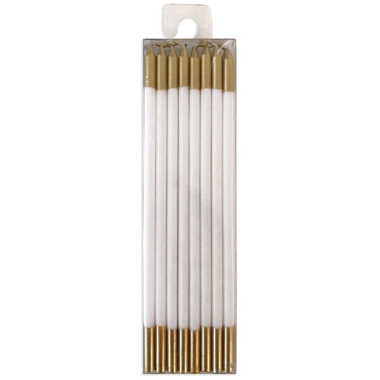 White & Gold Birthday Candles, set of 16